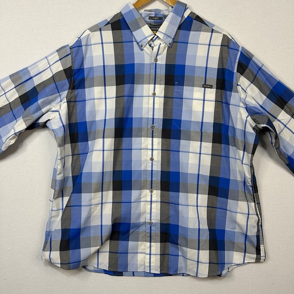 Eddie‎ Bauer Classic Fit 3XL  Men's Button Up Long Sleeve Blue Plaid Shirt - Picture 1 of 7